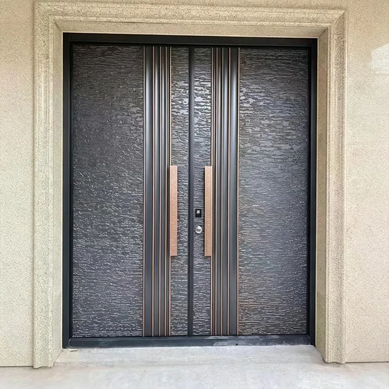 3D Embossed Woven Pattern Entry Cast Aluminum Door