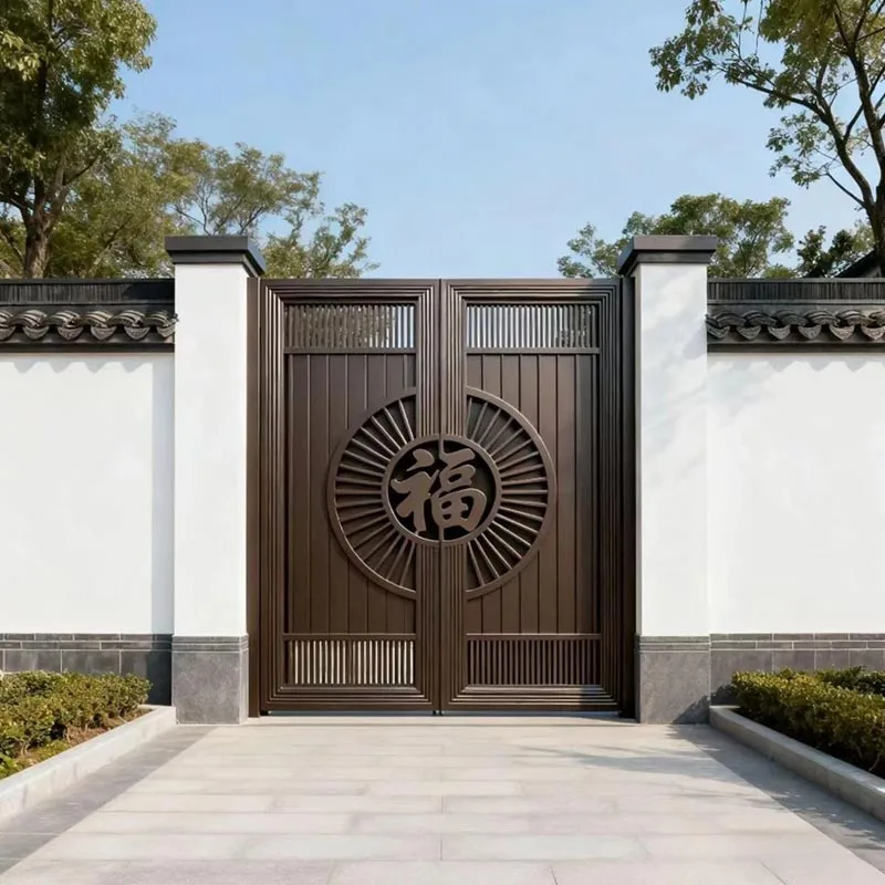 Thermal Break Cast อลูมิเนียม Double Swing Courtyard Gate
